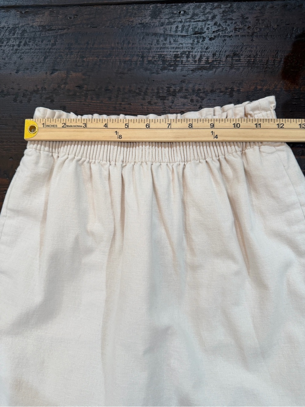 J.Crew Linen Cotton Blend City Skirt Paperbag Elastic Waist Pocket Cream Beige - Picture 5 of 10